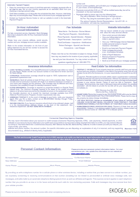 Relevé hypothécaire de la banque USA Aspiration aux formats Word et PDF, 3 pages 3 template Relevé hypothécaire de la banque USA Aspiration aux formats Word et PDF, 3 pages 3 template
